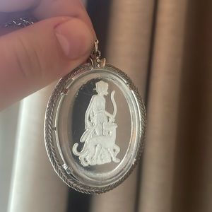 Vintage Avon Intaglio Pendant Goddess Diana Necklace Lady with Dog